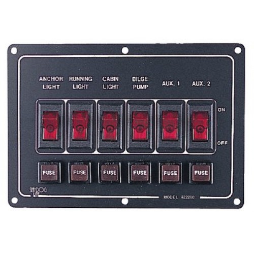 Fused 6 Way Horizontal Switch Panel - 422210