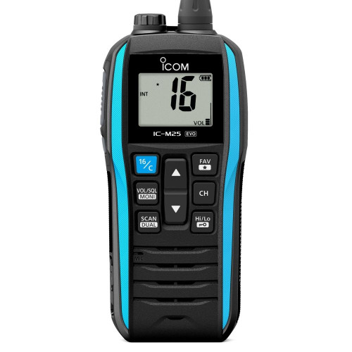 Icom IC-M25 EVO Handheld Buoyant Marine VHF Radio - Blue Icom IC-M25 EVO Handheld Buoyant Marine VHF Radio - Blue