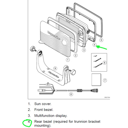 Raymarine e7 or e7D Rear Bezel Gunmetal